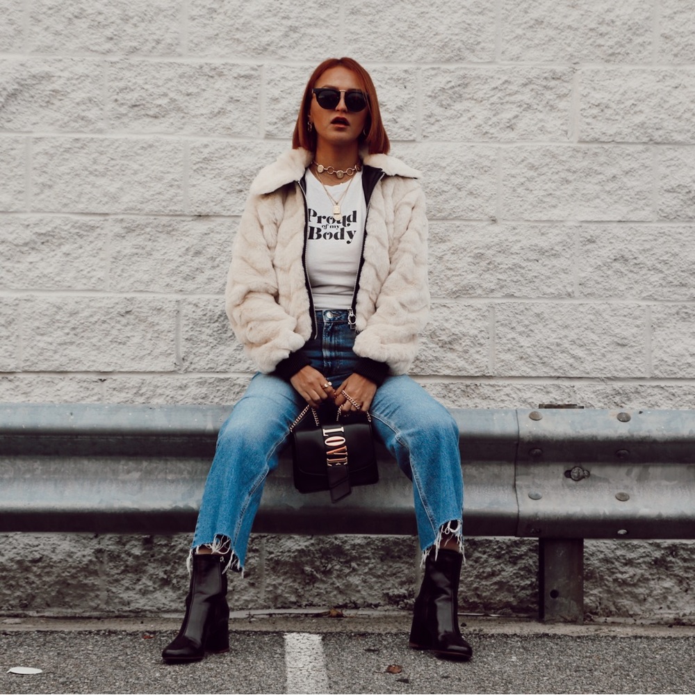 UO Faux Fur Bomber Jacket
